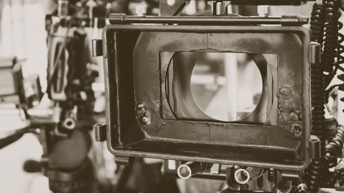 Close-up of movie camera