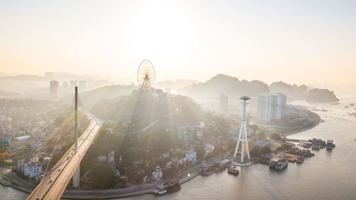 High angle view of buildings in city, ha long city, quang ninh province, vietnam