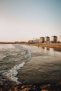 Scenic view of sea against clear sky