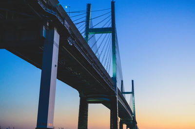 Low angle view of suspension bridge