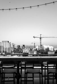 Commercial dock against clear sky