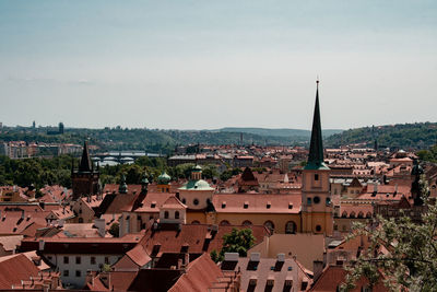 Cityscape against clear sky