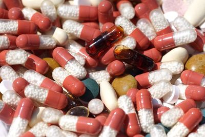 Full frame shot of capsules and pills