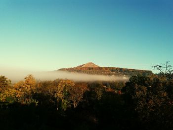 Scenic view of landscape against clear blue sky