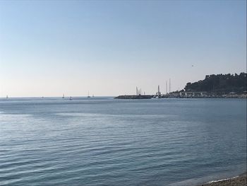 Scenic view of sea against clear sky