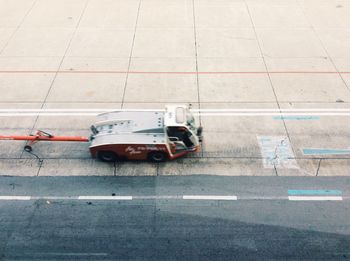 High angle view of car on road