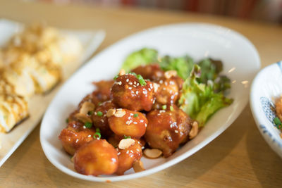 Close-up of salad served in plate