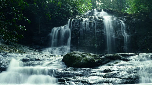 Water flowing through rocks