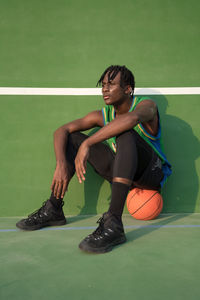 Portrait of the black man with the basketball