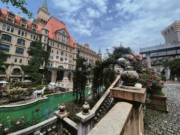 High angle view of buildings in city