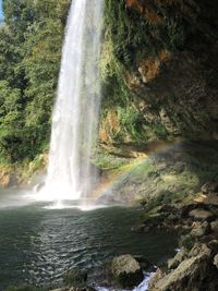 Scenic view of waterfall