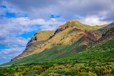 Scenic view of mountains against sky