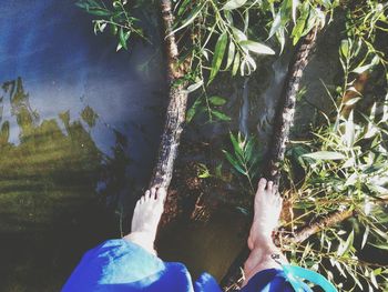 Reflection of people in water