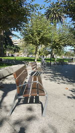 Empty chairs in park