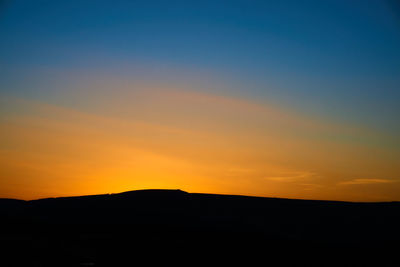 Scenic view of silhouette landscape against sky during sunset