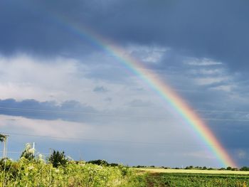 Scenic view of rainbow against sky