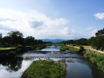 Scenic view of lake against sky