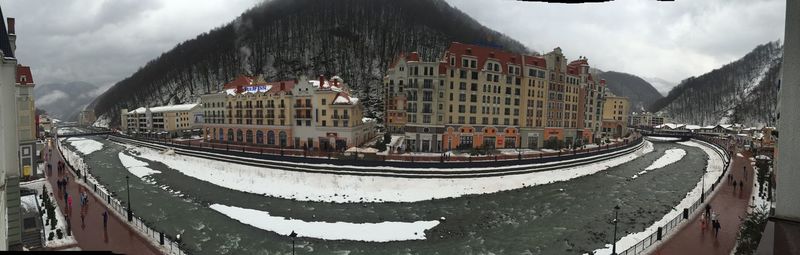 Panoramic view of city during winter