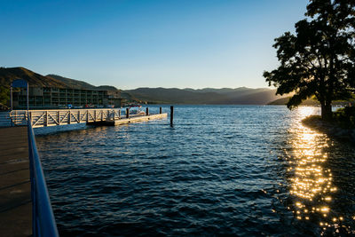 View of calm sea against clear sky