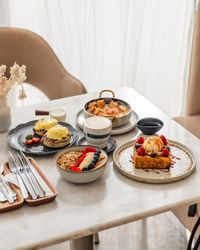 High angle view of food on table