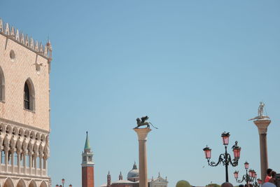 Low angle view of historic building against clear sky