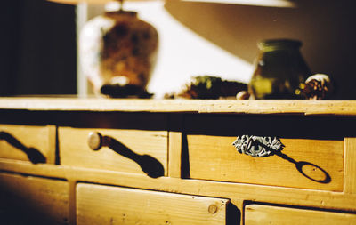 Close-up of bottles on table