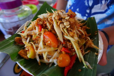 High angle view of meal served in plate