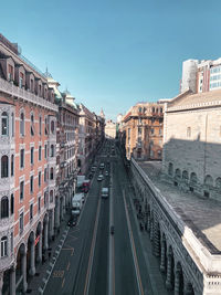 Road amidst buildings against sky in city