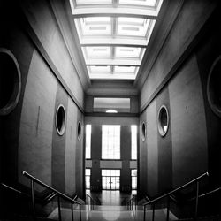 Steps in illuminated corridor