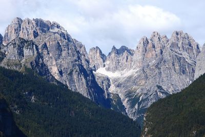 Panoramic view of snowcapped mountains against sky