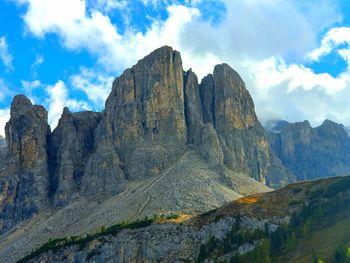 Panoramic view of rocky mountains against sky