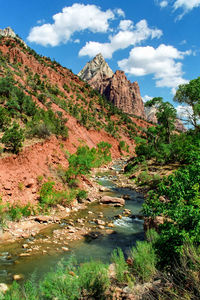 Scenic view of rocky mountains against sky