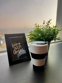 Close-up of potted plant on table