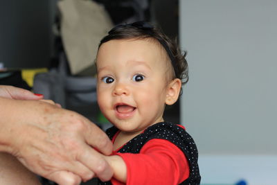 Close-up portrait of smiling boy