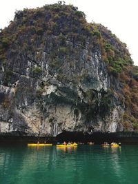 Scenic view of rock formation in sea