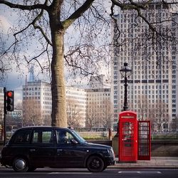 Cars parked on road