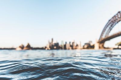 Surface level view of calm sea in sydney harbour