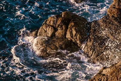 High angle view of sea waves