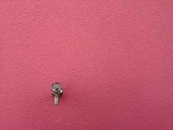 High angle view of woman standing against pink wall