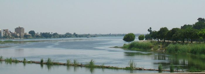 Scenic view of lake against clear sky