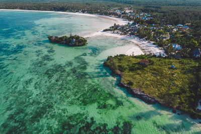 High angle view of sea against sky