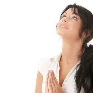 Portrait of a beautiful young woman over white background