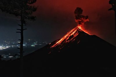 Scenic view of volcano against sky