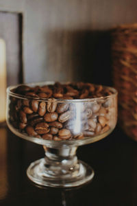 Close-up of coffee cup on table