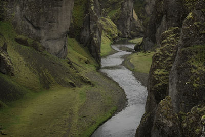 Scenic view of waterfall amidst trees