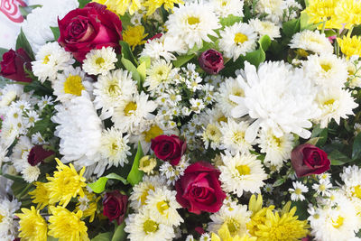 Close-up of multi colored rose bouquet