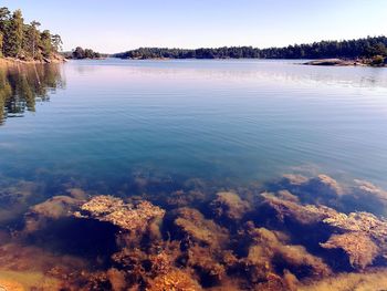 Scenic view of lake against sky