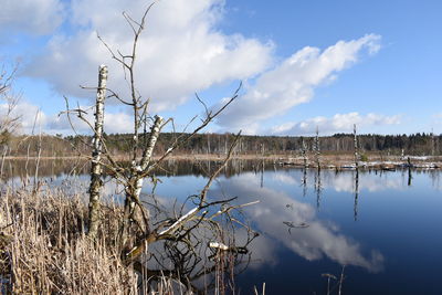 Scenic view of lake against sky