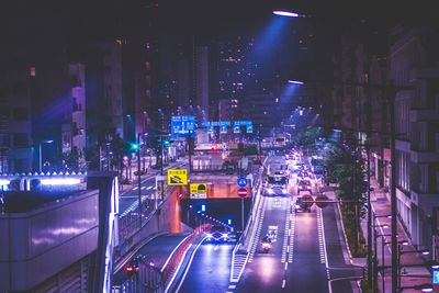 Busy street at night