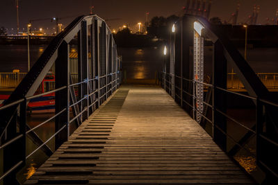 View of suspension bridge at night